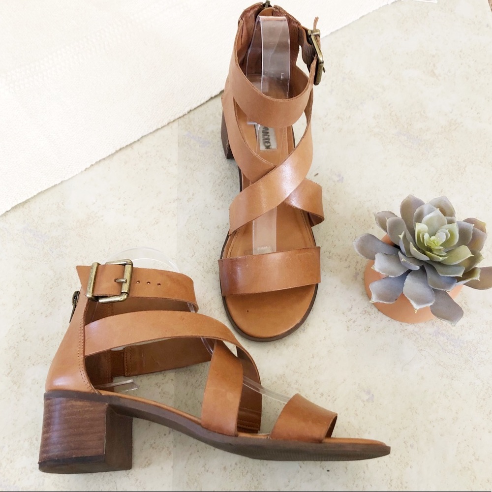 Steven Madden Raeleen Sz 8 Sandals Heels Cognac